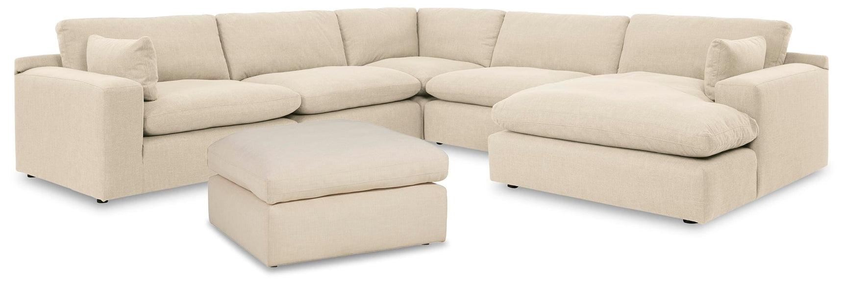Elyza Linen 5-Piece Sectional with Ottoman - image 2