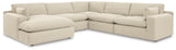 Elyza Linen 5-Piece Sectional with Ottoman - image 3