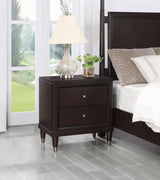 Side angle of Emberlyn 2-Drawer Nightstand with metal knobs