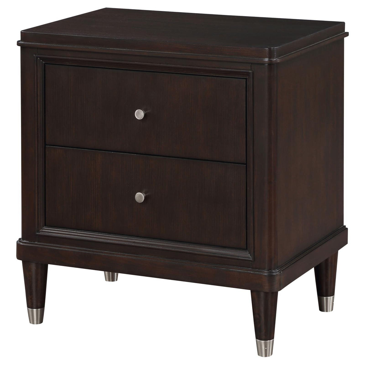Open top drawer of Emberlyn nightstand with felt lining