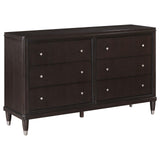 Emberlyn 6-Drawer Bedroom Dresser in brown, angled front view