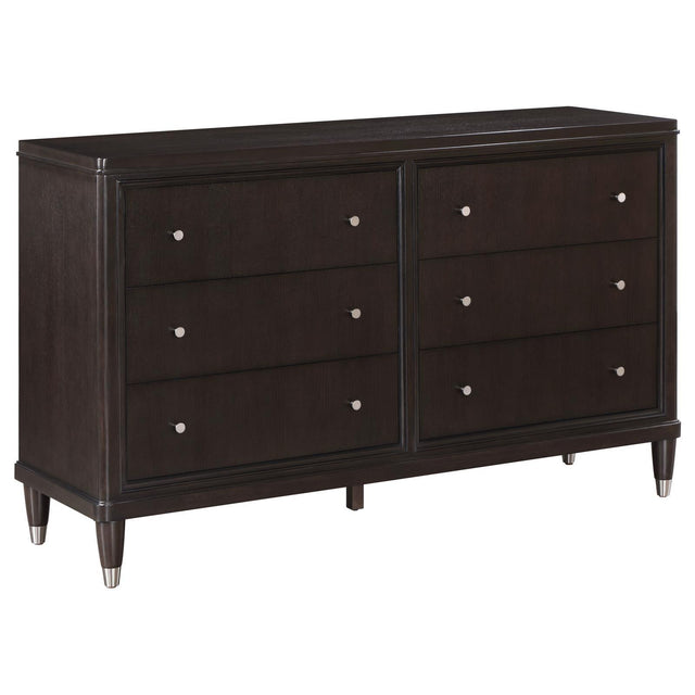 Emberlyn 6-Drawer Bedroom Dresser in brown, angled front view