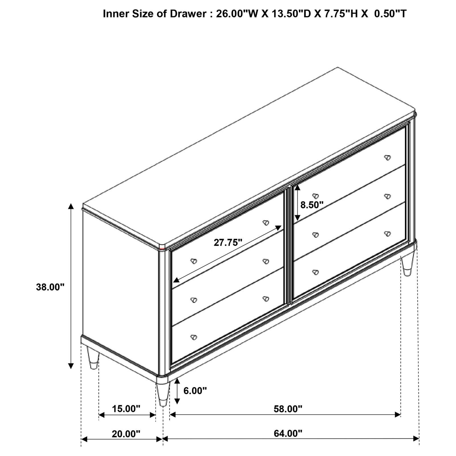 Drawer interior showing smooth surfaces