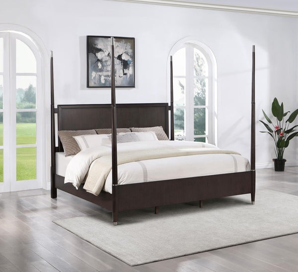 Emberlyn Queen Four-Poster Bed front view showing rectangular headboard