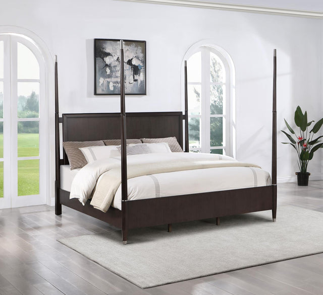 Emberlyn Queen Four-Poster Bed front view showing rectangular headboard