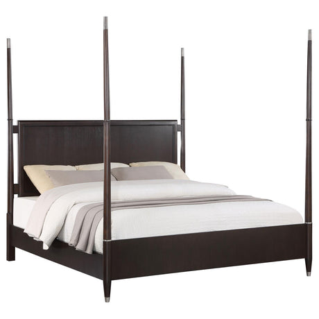 Emberlyn Queen Bed showcasing deep brown wood grain finish