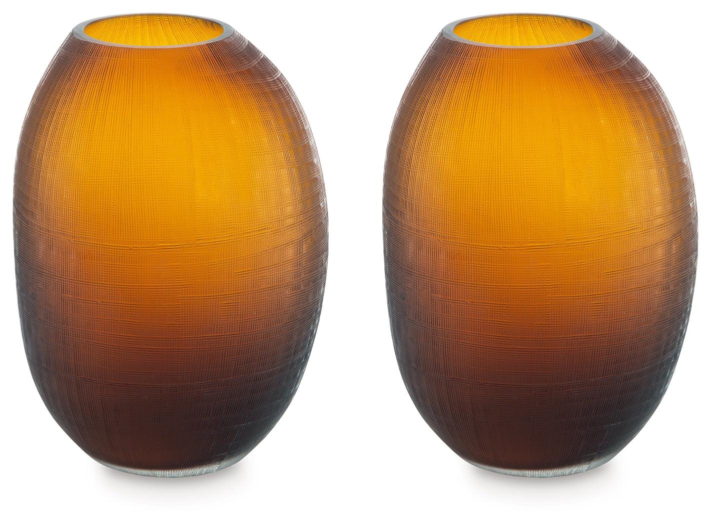 Embersen amber glass vase set of 2 side view
