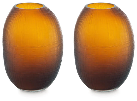 Embersen amber glass vase set of 2 side view