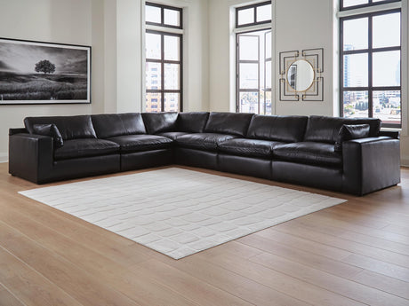 Emilia Black Leather 6-Piece Sectional - image 1