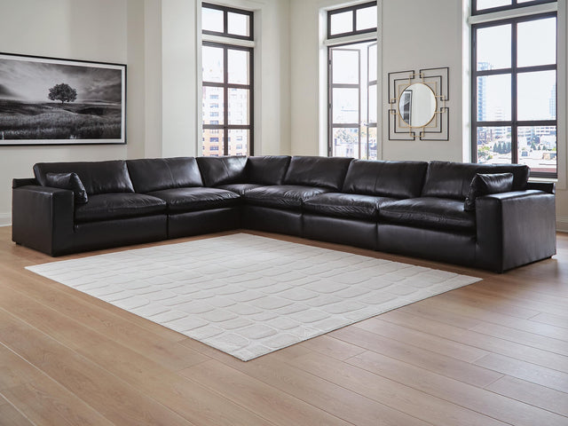 Emilia Black Leather 6-Piece Sectional - image 1