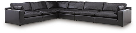 Emilia Black Leather 6-Piece Sectional - image 2