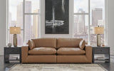 Emilia Caramel Leather 2-Piece Sectional Loveseat - image 3