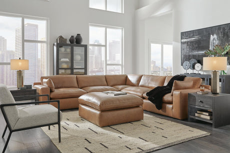 Emilia Caramel 5-Piece Sectional with Ottoman - image 1