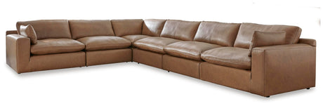 Emilia Caramel 6-Piece Sectional with Ottoman - image 3