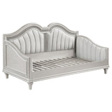 Evangeline twin daybed, silver faux diamond trim detail, curved silhouette
