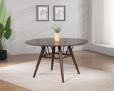 Everton Round 53-inch Wood Dining Table Dark Walnut side view