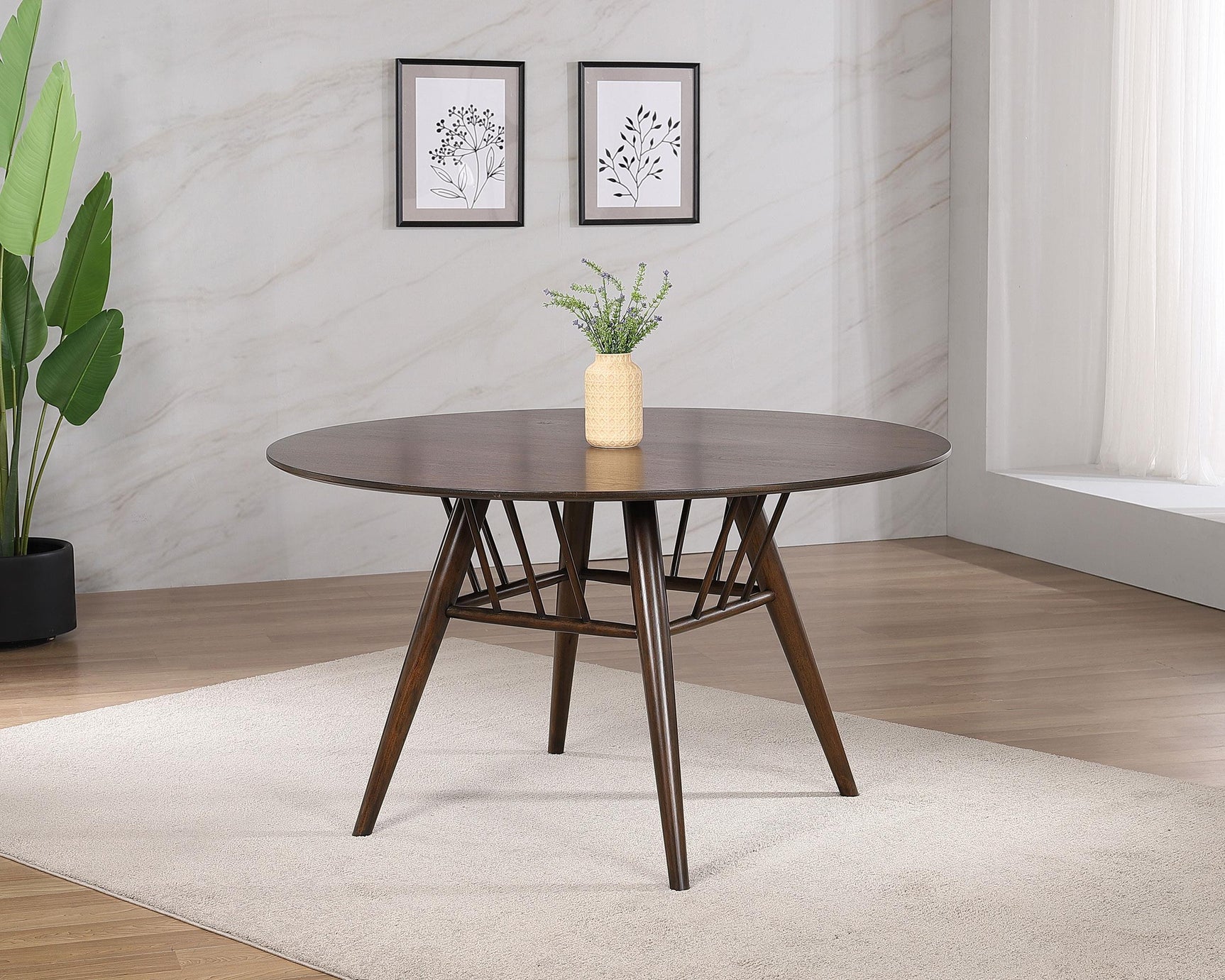 Everton Round 53-inch Wood Dining Table Dark Walnut side view
