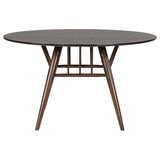 Everton Round 53-inch Wood Dining Table Dark Walnut angled view