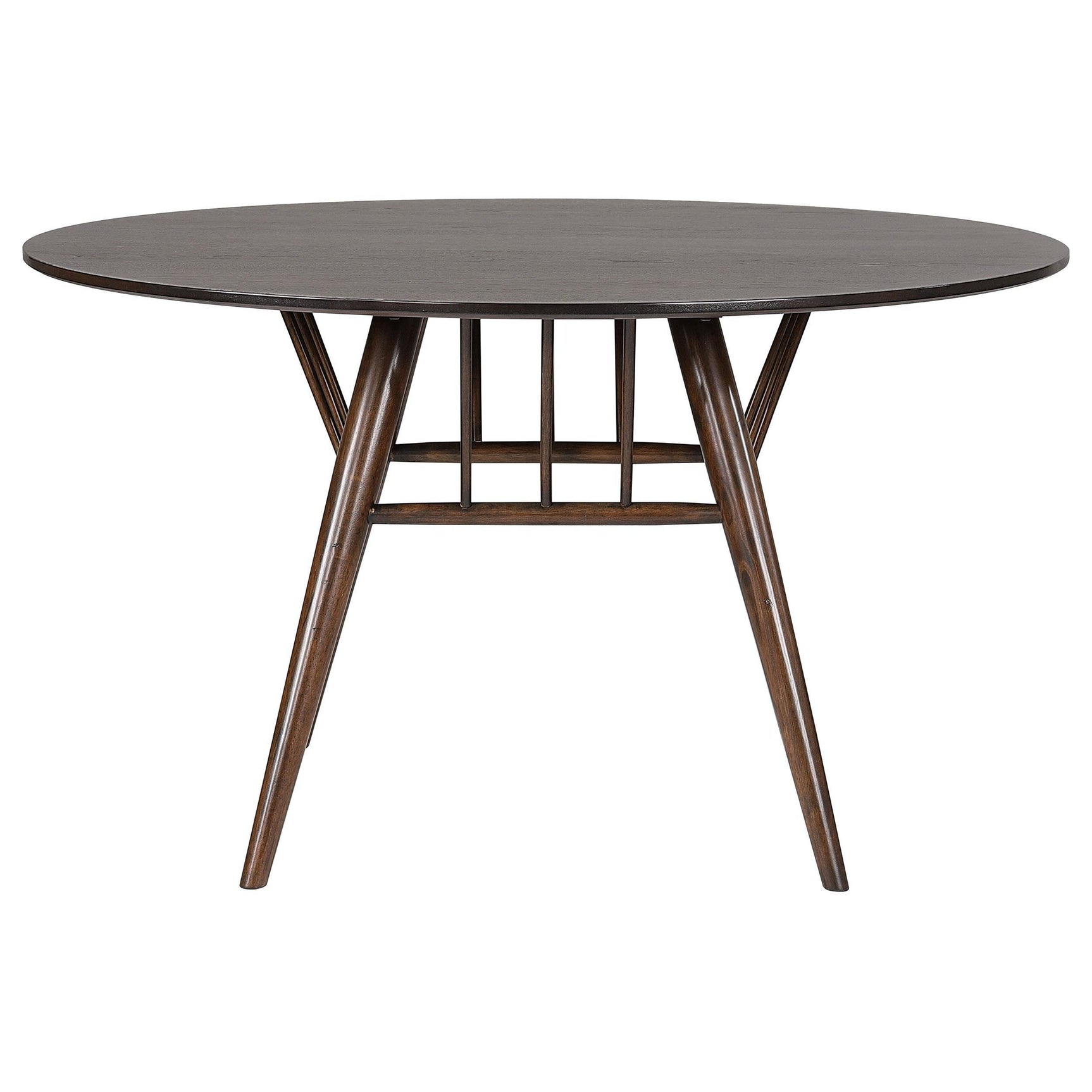 Everton Round 53-inch Wood Dining Table Dark Walnut angled view