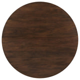 Everton Round 53-inch Wood Dining Table Dark Walnut close-up of wood grain