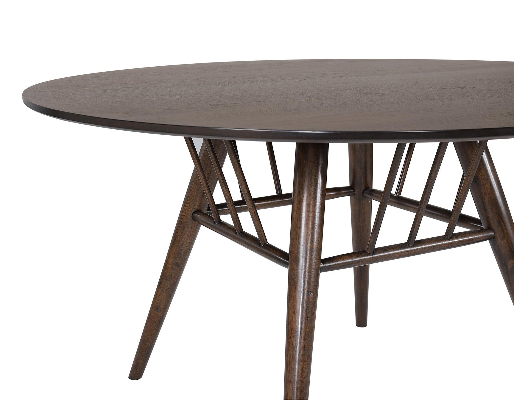 Everton Round 53-inch Wood Dining Table Dark Walnut underside view
