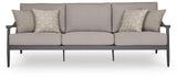 Ocean Gray Beach Outdoor Sofa and Loveseat with Coffee Table Set — front view