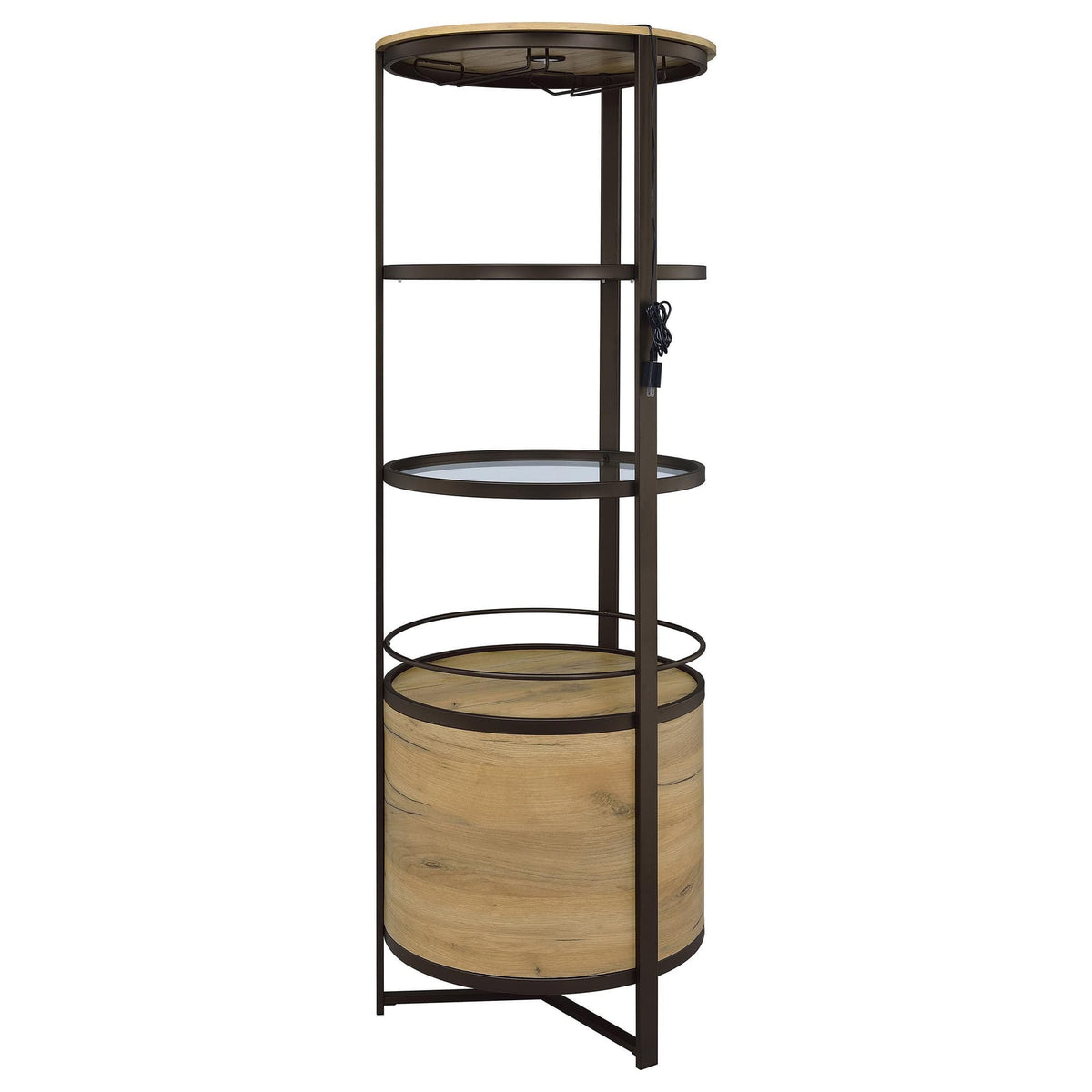 Ritter Round LED Bar Wine Storage Cabinet Rustic Oak — product image 6
