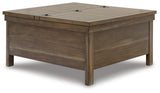 Moriville Grayish Brown Coffee Table with 1 End Table — angled view