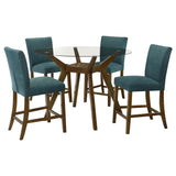Paxton Teal Blue 5-piece Round Glass Top Counter Height Dining Set — product image 2