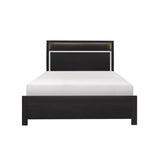 Full bedroom setup of Bellante Black 5-piece set including chest
