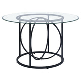 Levy 48-inch Round Glass Top Dining Table Matte Black — product view
