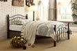 Averny Black Metal Twin Platform Bed headboard detail