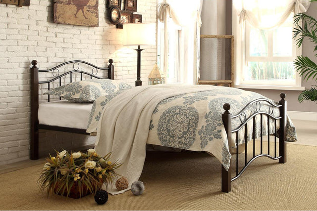 Averny Black Metal Twin Platform Bed headboard detail