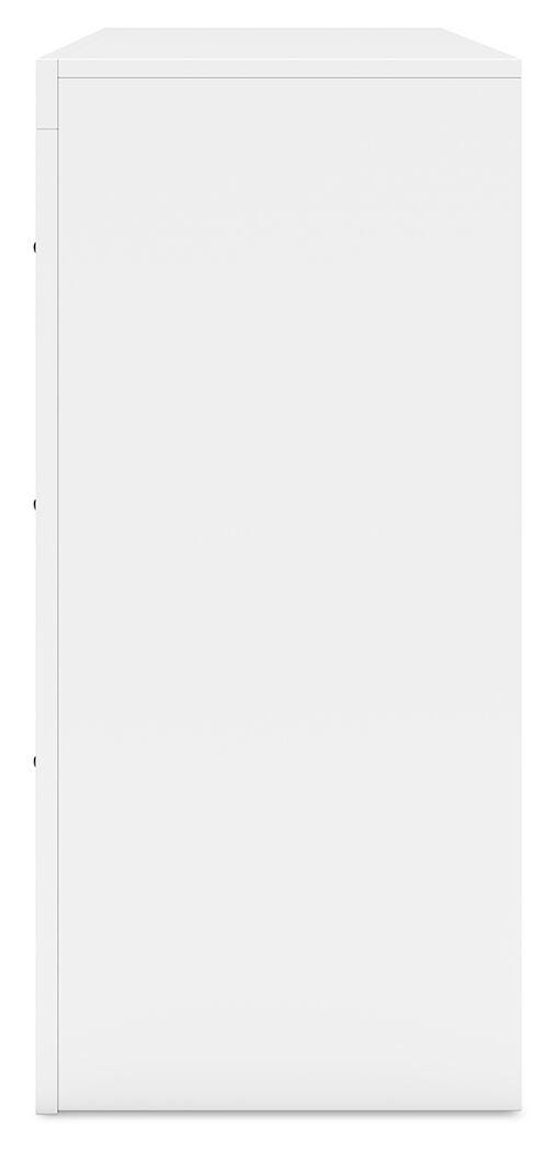 Binterglen White 6-Drawer Dresser — side view