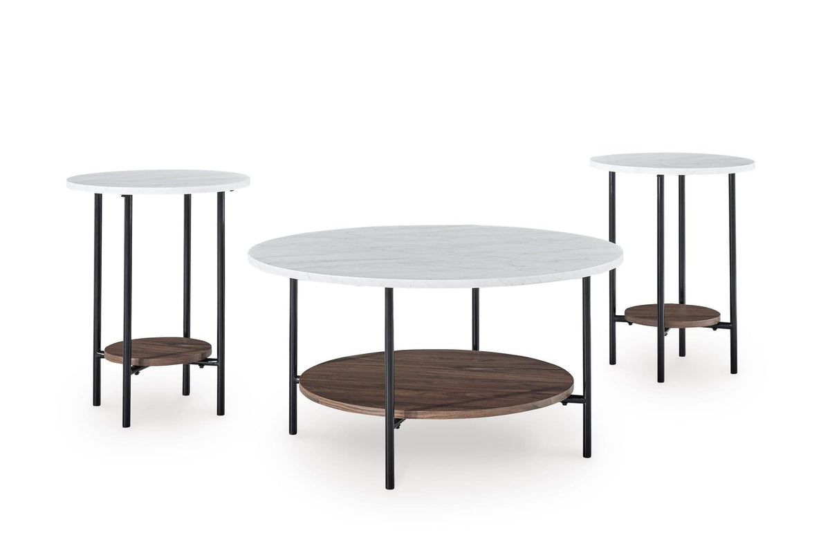 Brown, Black and White Coffee Table with Two End Tables — product image 3