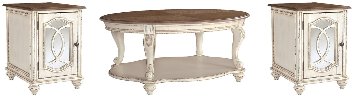 Realyn White/Brown Coffee Table with 2 End Tables — product image 2