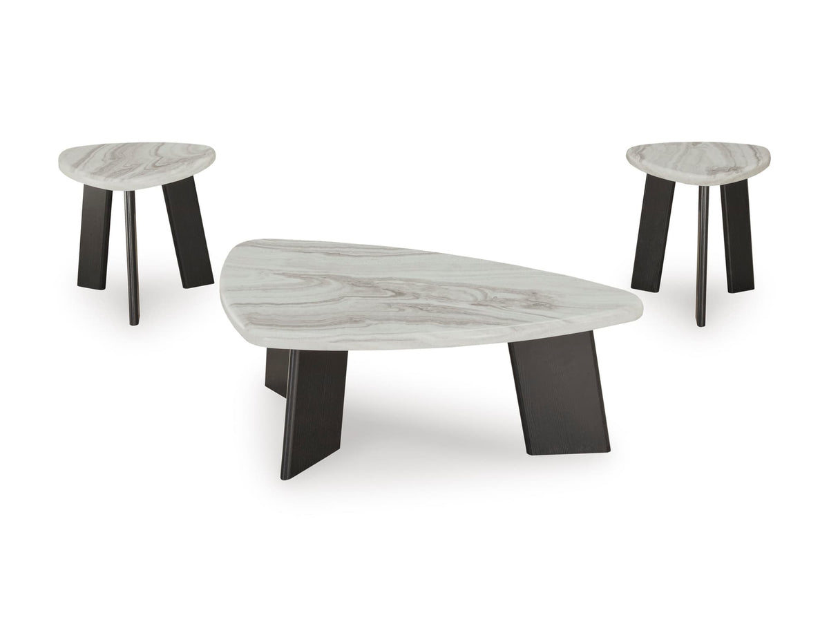 Black Faux Carrara Marble 3-Piece Coffee Table Set — product image 2