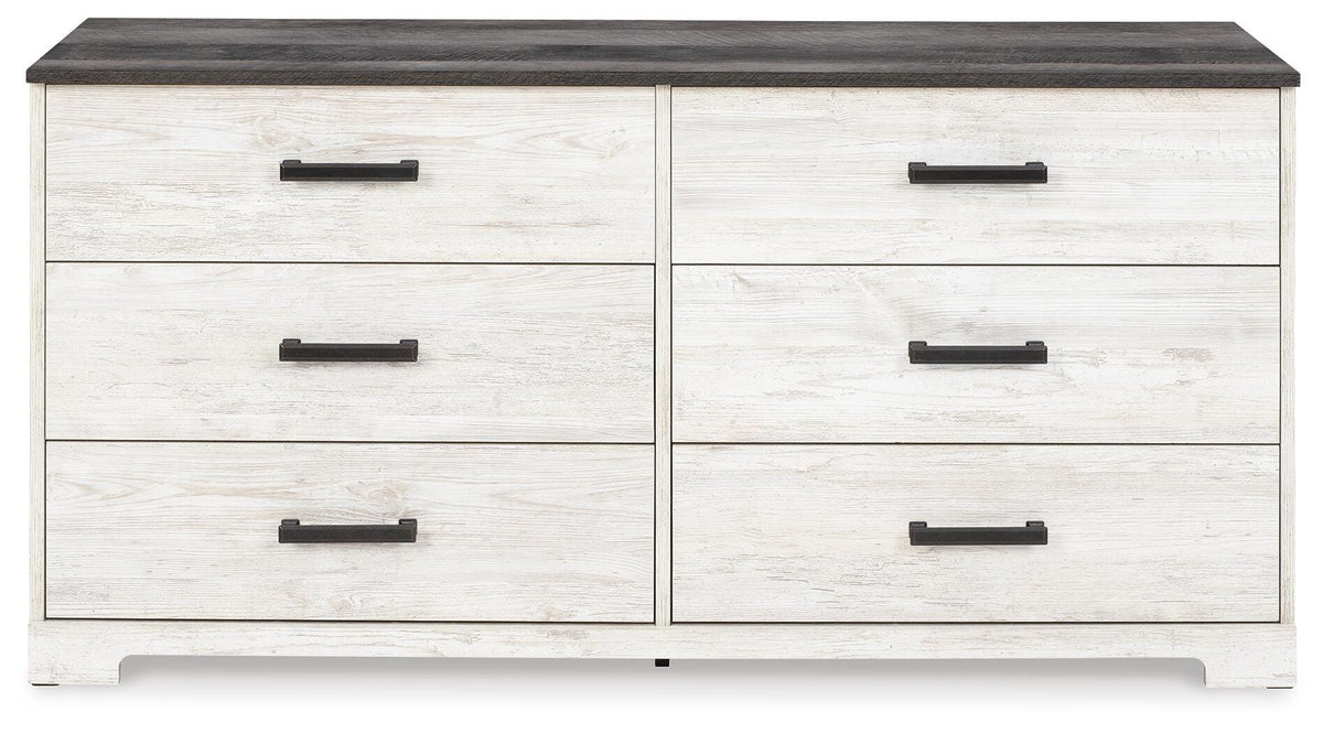 Shawburn Whitewash/Charcoal Gray Dresser — front view
