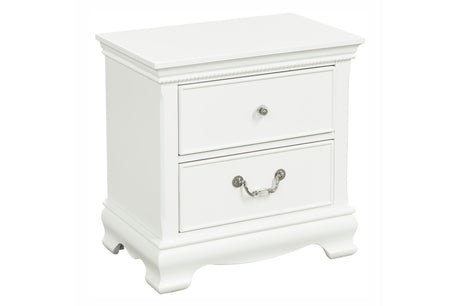 Side view of Lucida White Youth Bed and nightstand
