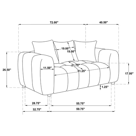 Lazaro Fabric Upholstered Wide Channel Loveseat Bronze — product image 10