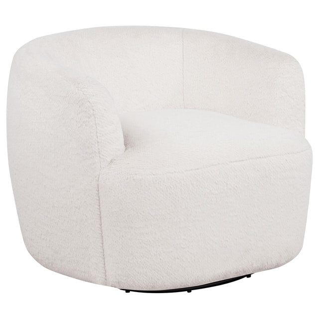 Hudson Faux Fur Swivel Accent Chair Ecru — product view