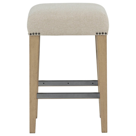 Naser Beige Upholstered Counter Stool Light Oak Set of 2 — product image 3
