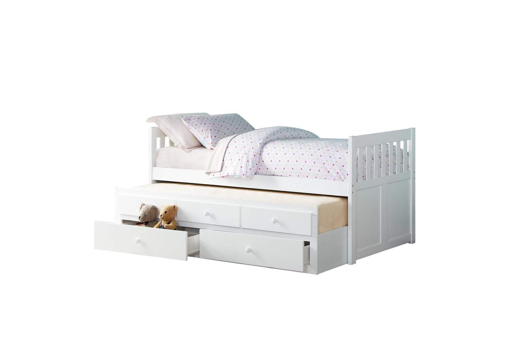 Galen White Modern Transitional Wood And Engineered Wood Youth Twin Bed With Storage Bedroom Set - Ella Furniture
