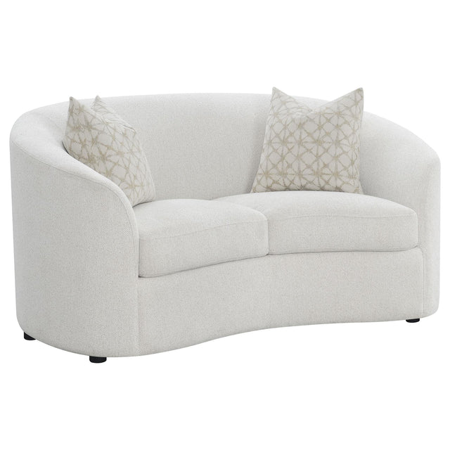 Rainn Boucle Upholstered Sloped Arm Loveseat Latte — product view