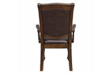 set with 6 side chairs highlighting faux leather upholstery