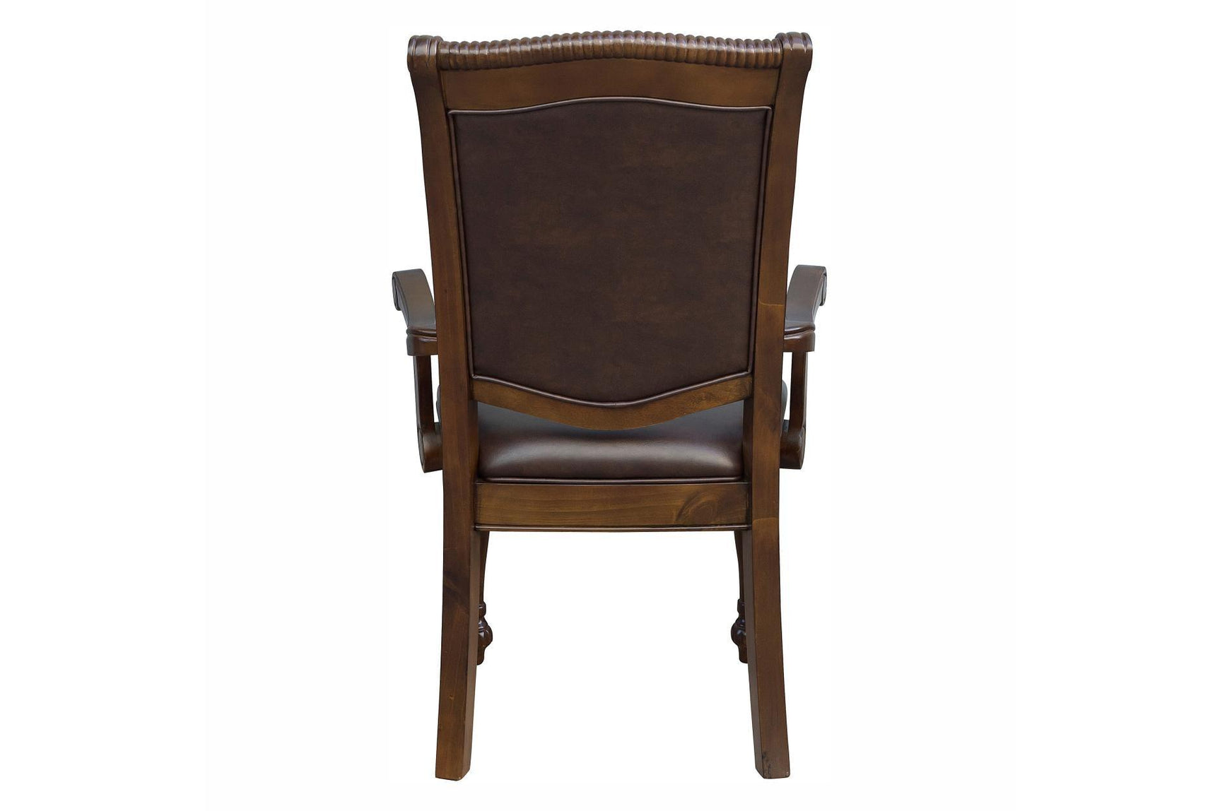 set with 6 side chairs highlighting faux leather upholstery