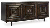 Fair Ridge Distressed Black Accent Cabinet side view