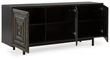 Inside view of Fair Ridge Accent Cabinet shelves