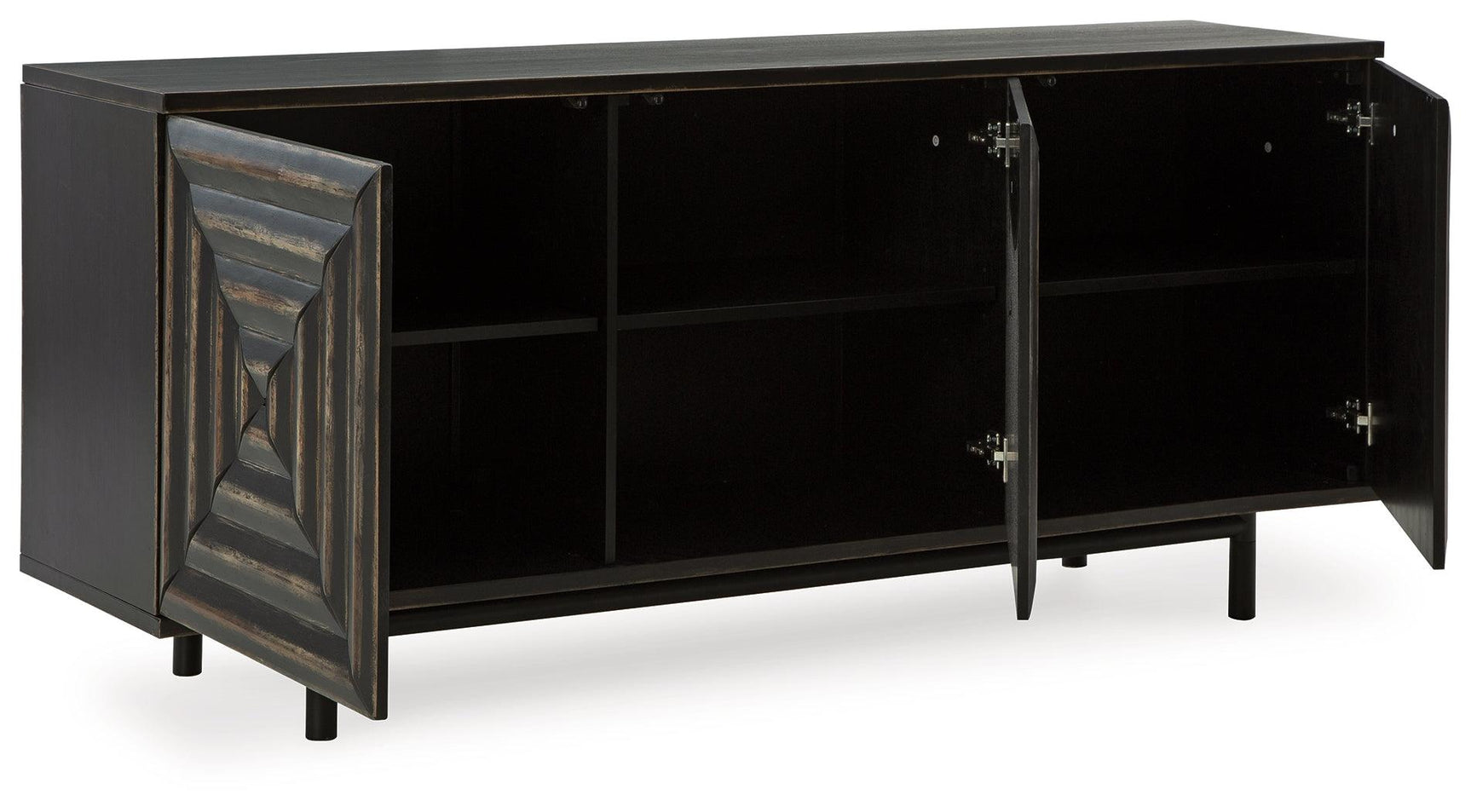 Inside view of Fair Ridge Accent Cabinet shelves