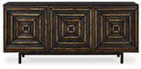 Fair Ridge Accent Cabinet metal base and touch latch doors